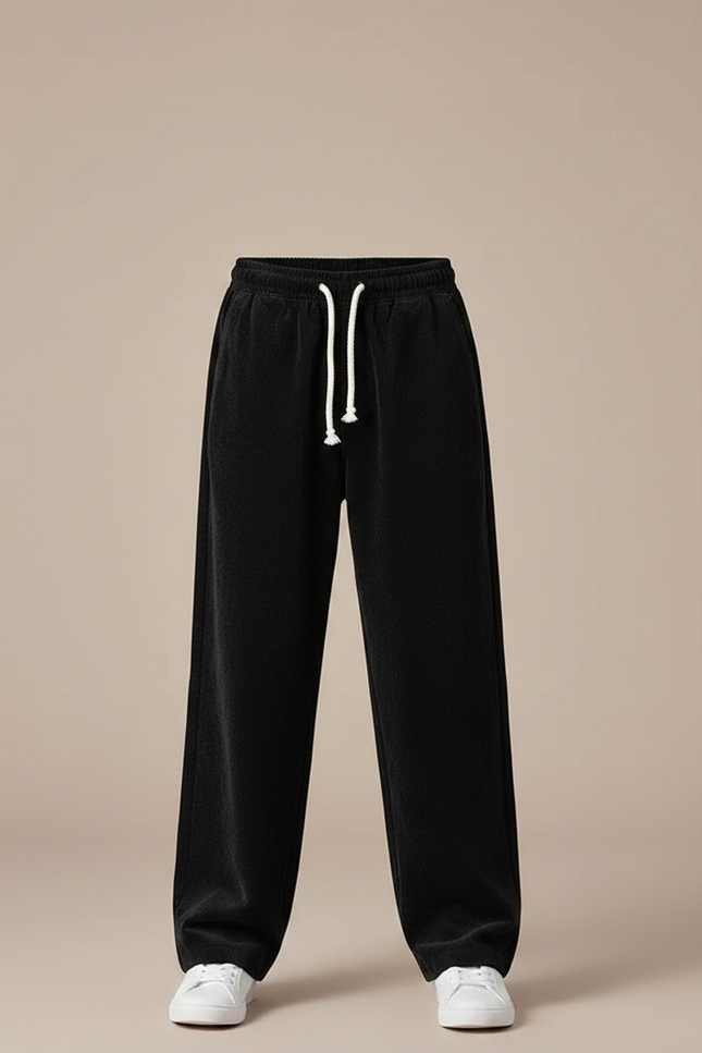 Pantalon Chino Garçon Noir Large - Cordé - vue 3