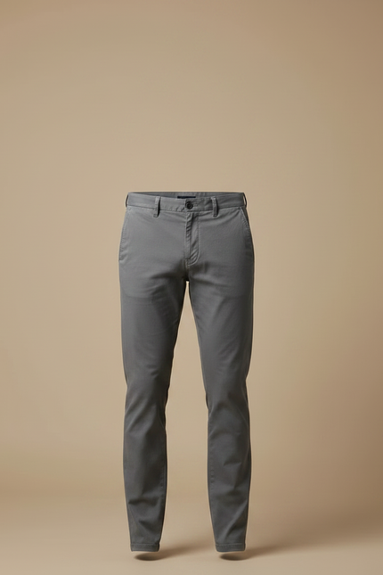 Pantalon Chino Gris Coton Slim Décontracté Homme - vue 3