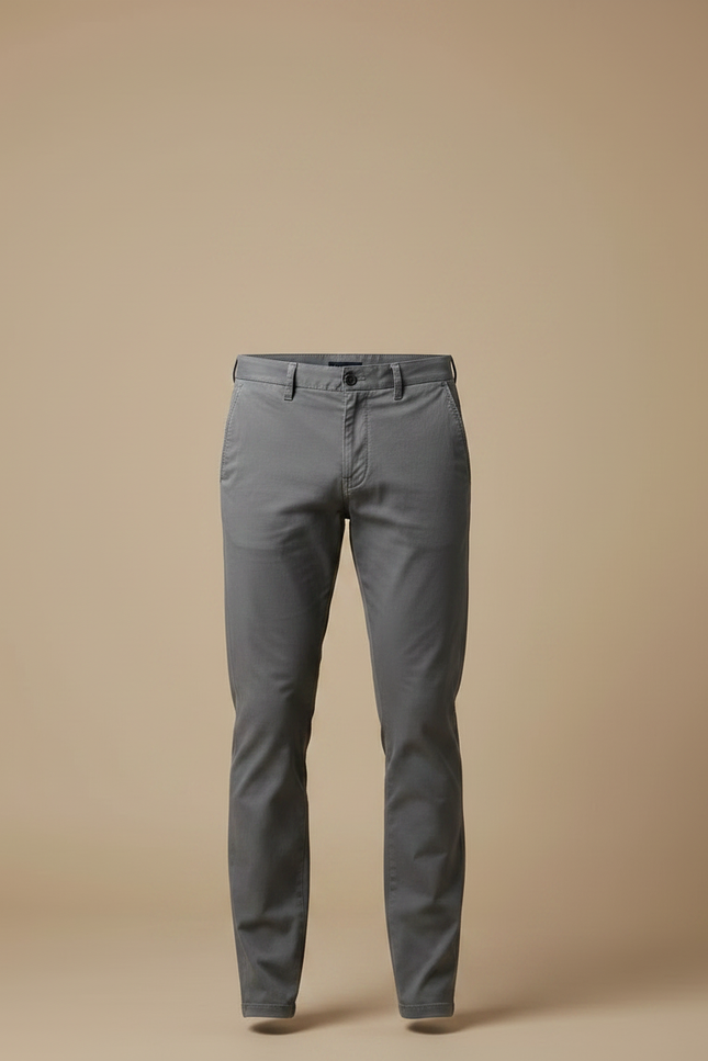 Pantalon Chino Gris Coton Slim Décontracté Homme - vue 3