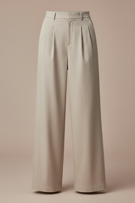 Pantalon Chino Beige Ample Taille Haute Décontracté Femme - Gabardine - vue 3