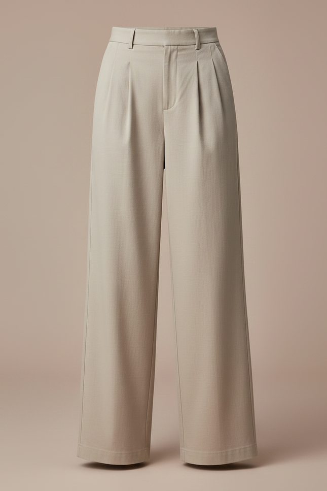 Pantalon Chino Beige Ample Taille Haute Décontracté Femme - Gabardine - vue 3