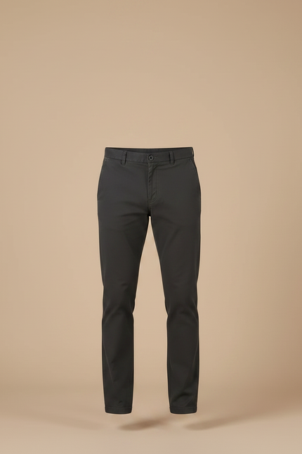 Pantalon Chino Gris Anthracite Coton Coupe Droite Homme - vue 3