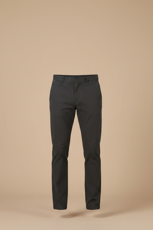 Pantalon Chino Gris Anthracite Coton Coupe Droite Homme - vue 3