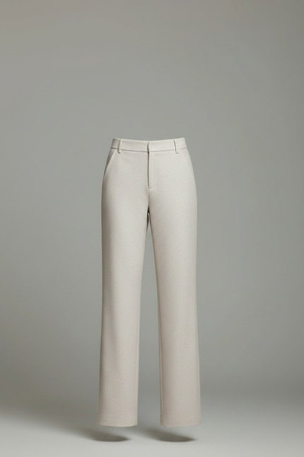 Pantalon Chino Beige Droit Élégant Tweed Femme - vue 3