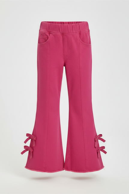 Pantalon Chino Rose Fille Évasé Nœuds Coton - vue 3