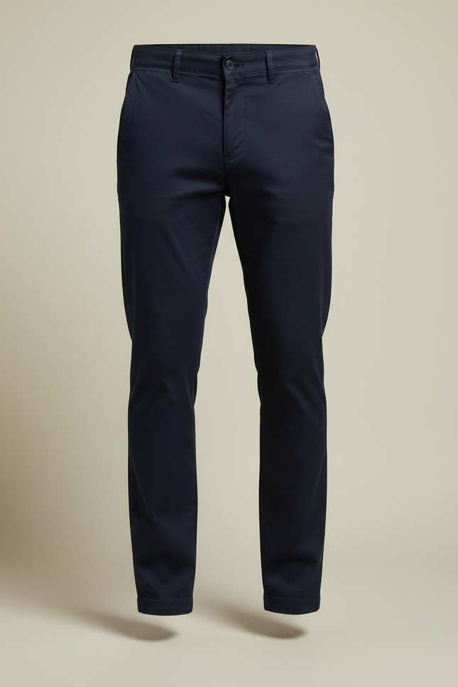 Pantalon Chino Bleu Marine Coton Slim Homme Décontracté - vue 3