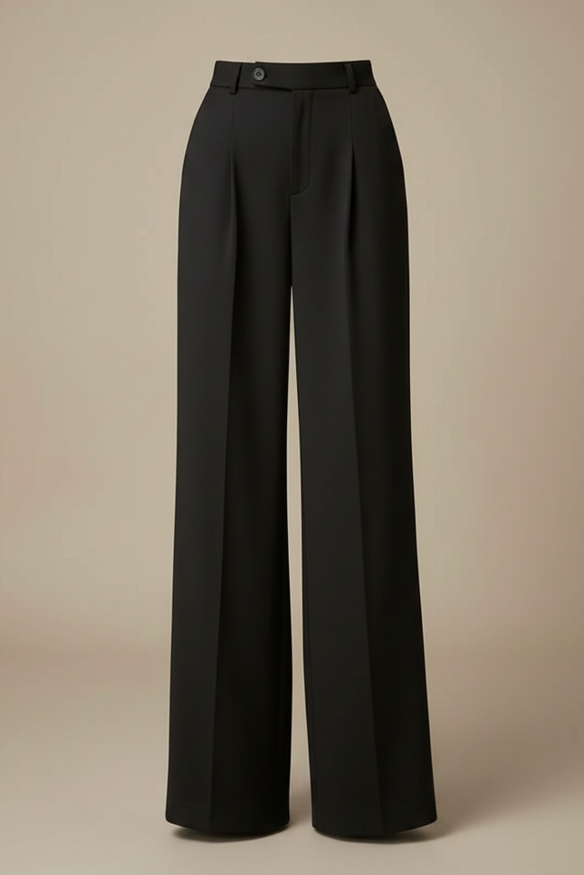 Pantalon Chino Noir Ample Plissé Taille Haute Élégant - Gabardine - vue 3