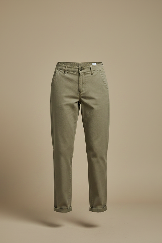 Pantalon Chino Femme Kaki Tapered - Gabardine - vue 3