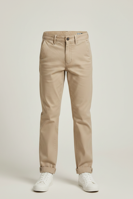 Pantalon Chino Beige Coton Droit Décontracté Garçon - vue 3