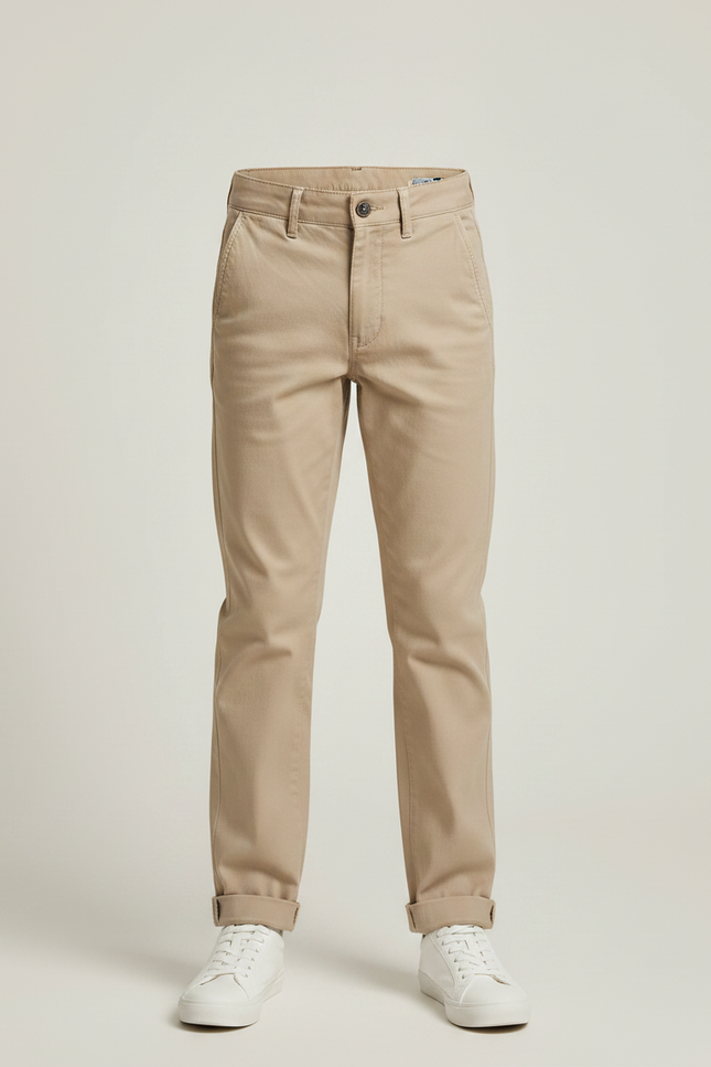 Pantalon Chino Beige Coton Droit Décontracté Garçon - vue 3