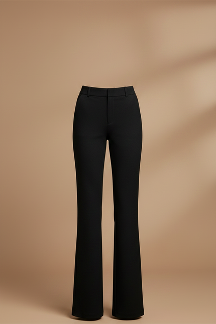 Pantalon Chino Noir Élastique Coupe Droite Élégant Femme - Polyester - vue 3