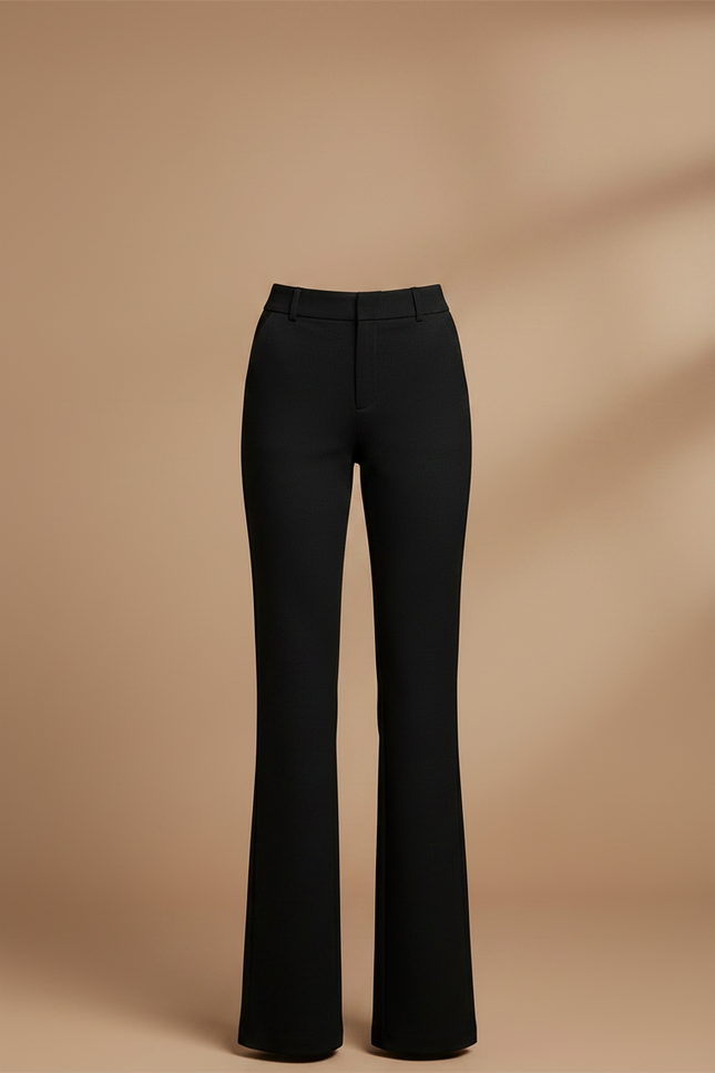 Pantalon Chino Noir Élastique Coupe Droite Élégant Femme - Polyester - vue 3