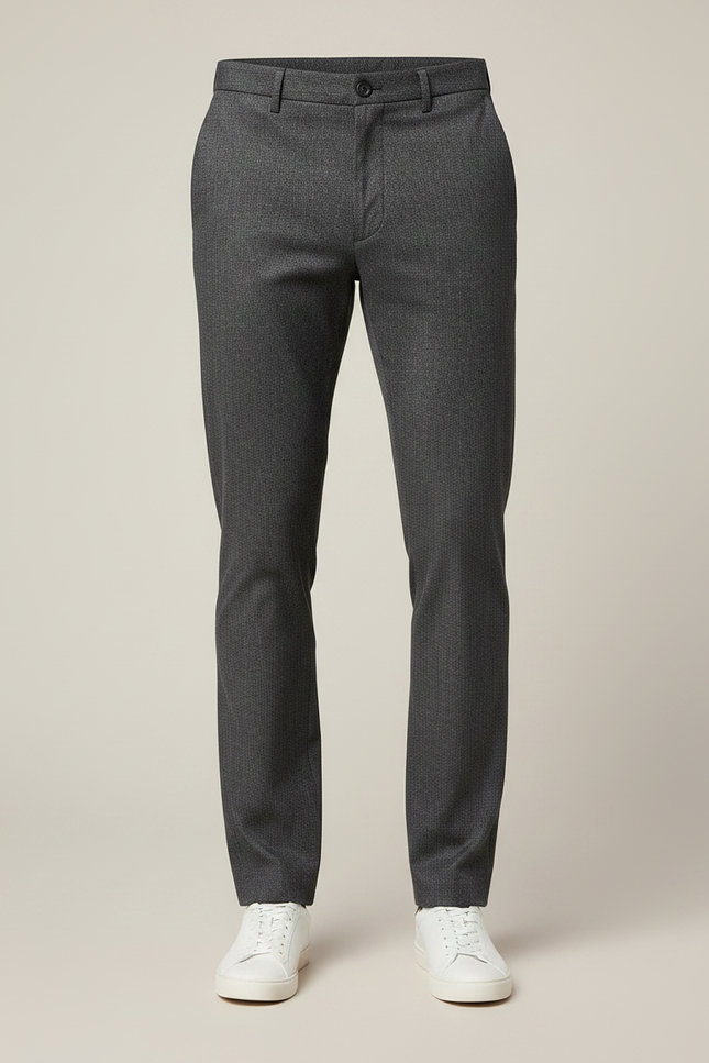 Pantalon Chino Gris Anthracite Motif Texturé Droit Élégant Homme - Polyester - vue 3