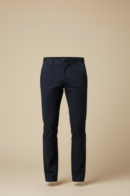 Pantalon Chino Bleu Marine Coton Slim Élégant Homme - Gabardine - vue 3
