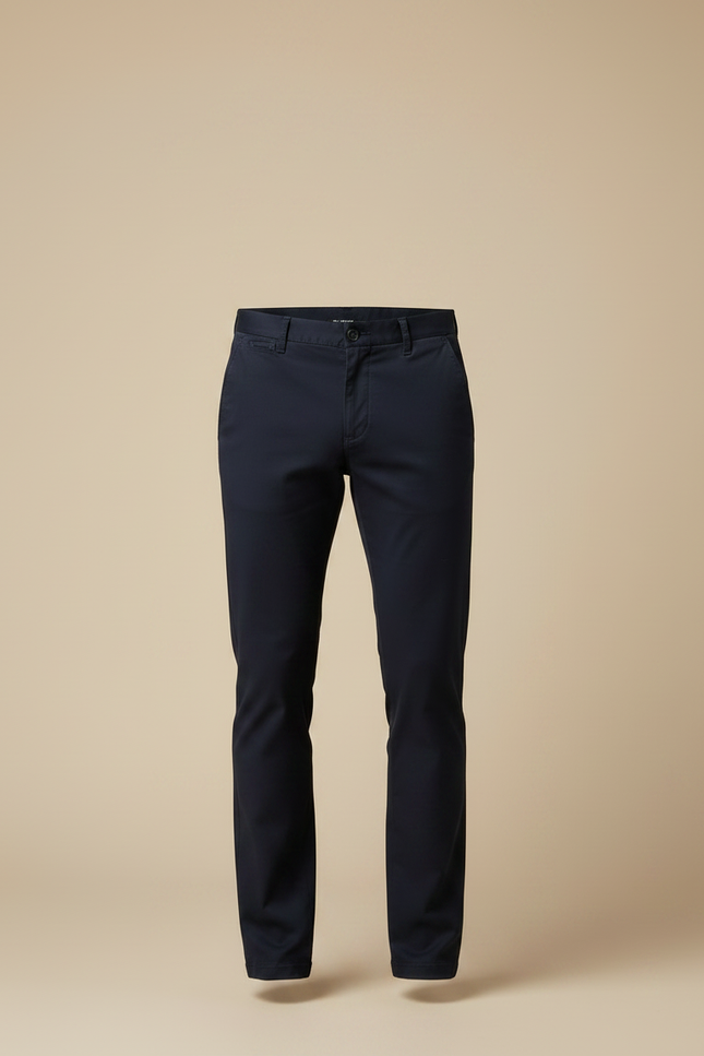 Pantalon Chino Bleu Marine Coton Slim Élégant Homme - Gabardine - vue 3