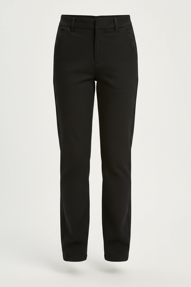 Pantalon Chino Noir Coupe Droite Décontracté Fille - Gabardine - vue 3