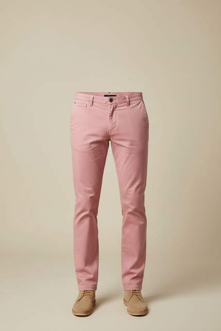 Pantalon Chino Rose Homme Slim Coton Décontracté - vue 3