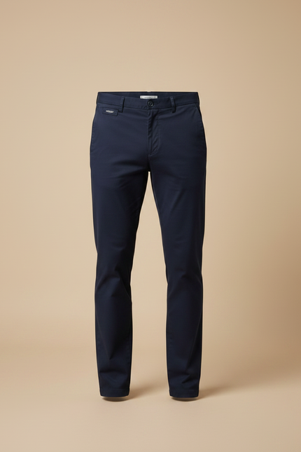 Pantalon Chino Bleu Marine Coton Droit Décontracté Homme - vue 3