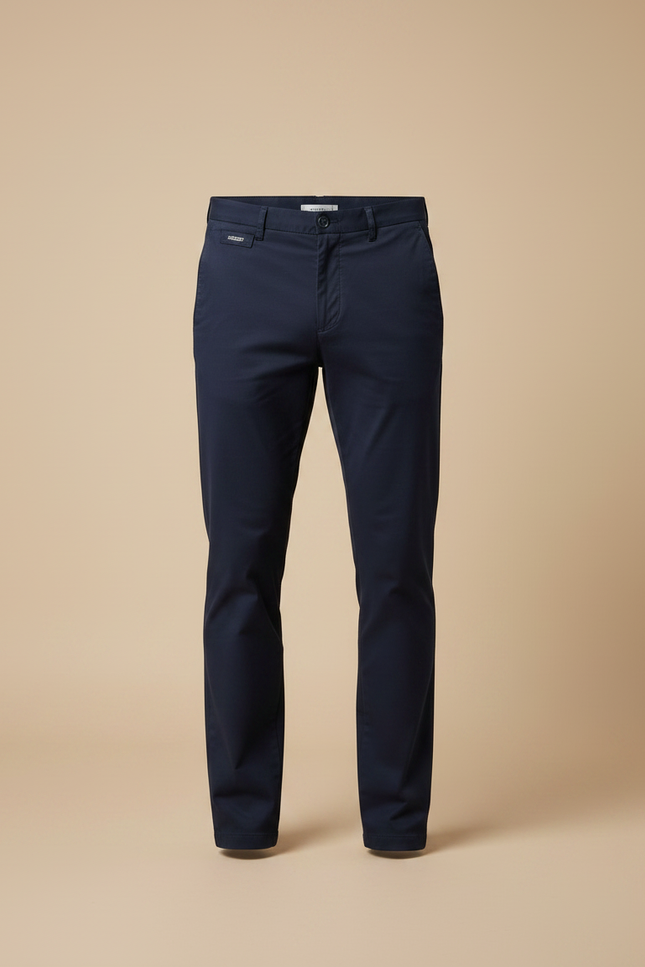 Pantalon Chino Bleu Marine Coton Droit Décontracté Homme - vue 3