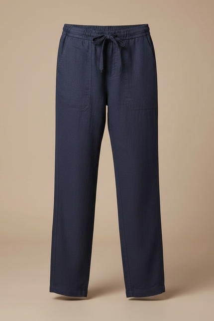 Pantalon Chino Bleu Marine Lin Décontracté Fille - vue 3
