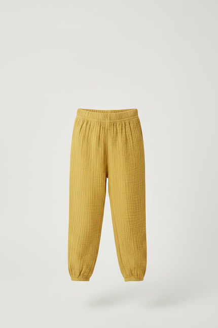 Pantalon Chino Jaune Ample Texturé Enfant Décontracté - Coton - vue 3