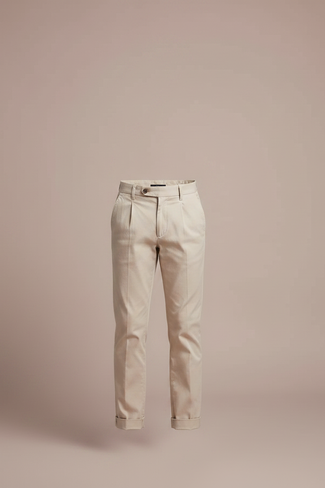 Pantalon Chino Beige Plissé Droit Enfant Élégant - Gabardine - vue 3