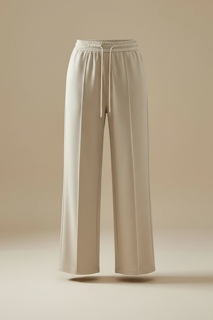 Pantalon Chino Beige Ample Droit Élégant Femme - Molleton - vue 3