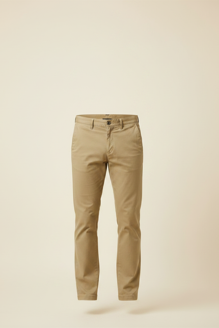 Pantalon Chino Kaki Coton Droit Homme Élégant - vue 3