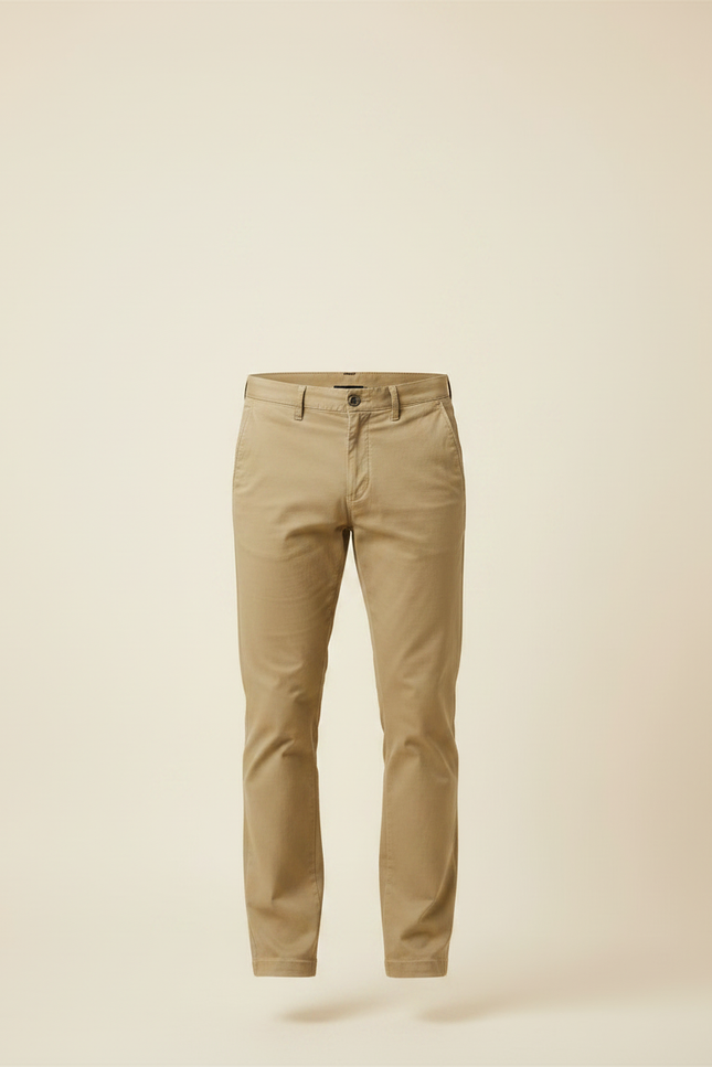 Pantalon Chino Kaki Coton Droit Homme Élégant - vue 3