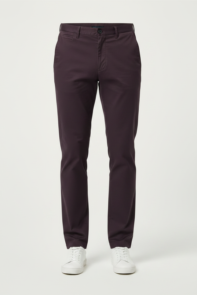 Pantalon Chino Bordeaux Coton Stretch Homme Élégant - vue 3
