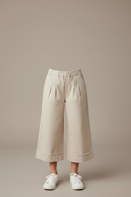 Pantalon Chino Beige Coton Ample Fille Décontracté - Gabardine - vue 3