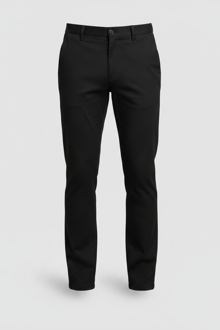 Pantalon Chino Noir Coton Stretch Homme Coupe Droite - vue 3