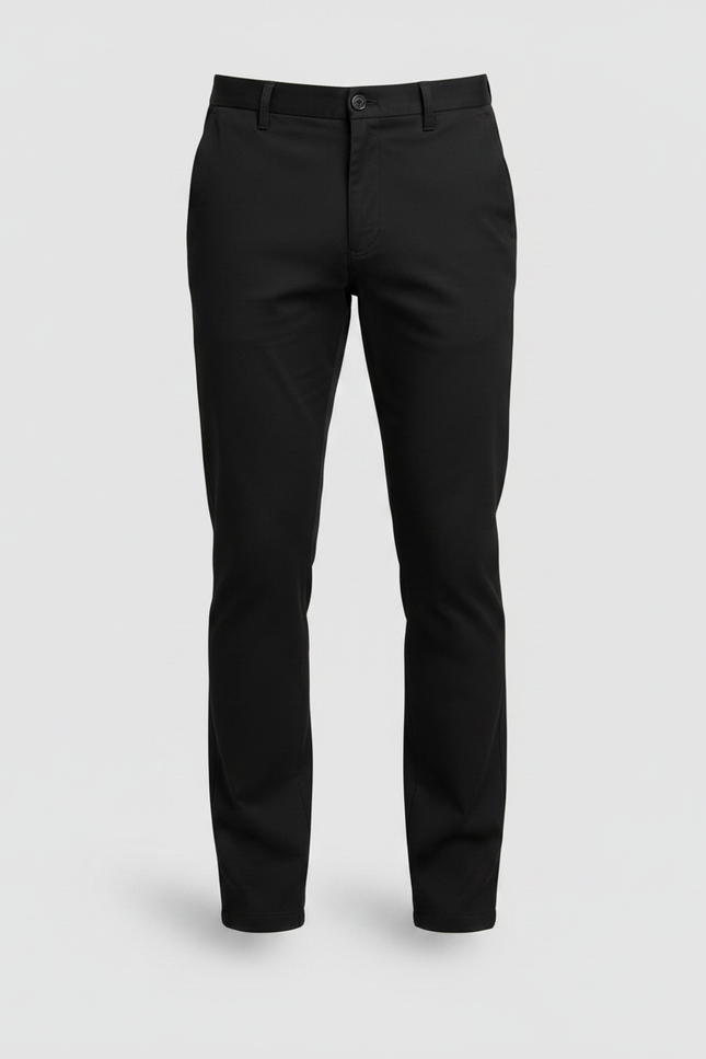 Pantalon Chino Noir Coton Stretch Homme Coupe Droite - vue 3