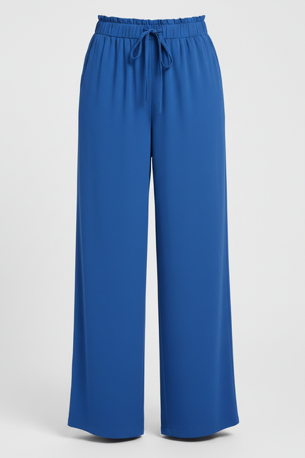 Pantalon Chino Bleu Royal Fluide Ample Décontracté Femme - Viscose - vue 3