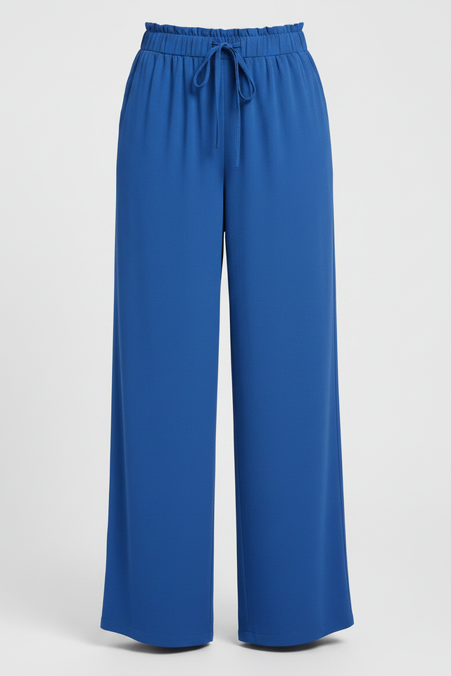 Pantalon Chino Bleu Royal Fluide Ample Décontracté Femme - Viscose - vue 3