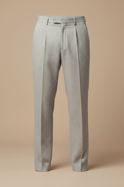 Pantalon Chino Gris Clair Plissé Ample Décontracté - Gabardine - vue 3