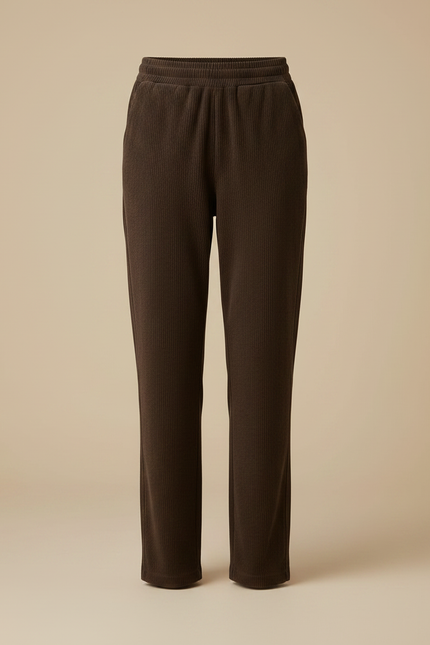 Pantalon Chino Marron Côtelé Droit Confortable Femme - Cordé - vue 3
