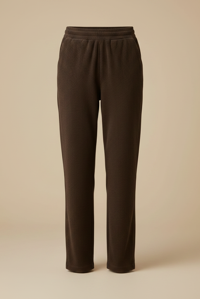 Pantalon Chino Marron Côtelé Droit Confortable Femme - Cordé - vue 3