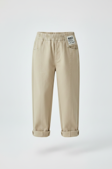 Pantalon Chino Beige Ample Décontracté Enfant Coton - vue 3