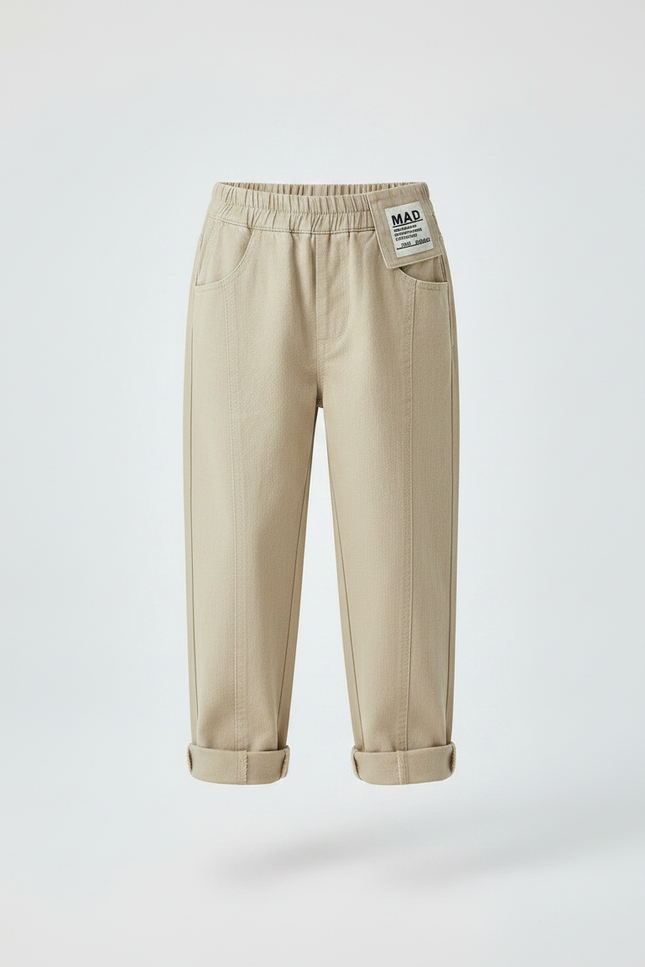 Pantalon Chino Beige Ample Décontracté Enfant Coton - vue 3