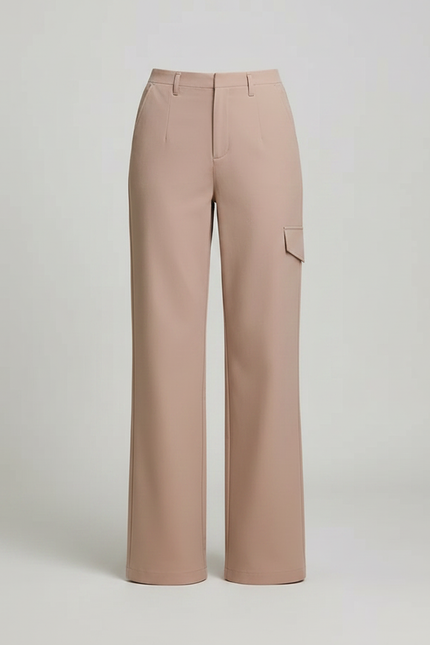Pantalon Chino Cargo Effet Decontracte - Beige Gabardine - vue 3