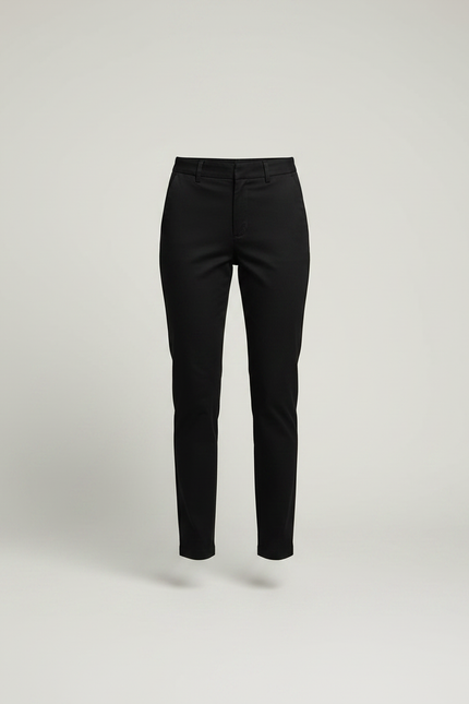 Pantalon Chino Noir Femme Coupe Droite Élégant - Gabardine - vue 3