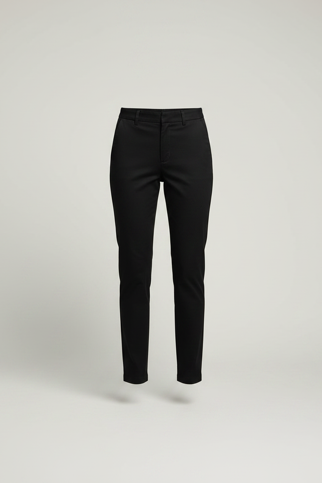 Pantalon Chino Noir Femme Coupe Droite Élégant - Gabardine - vue 3