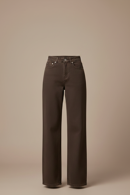 Pantalon Chino Femme Marron Large - Jean - vue 3