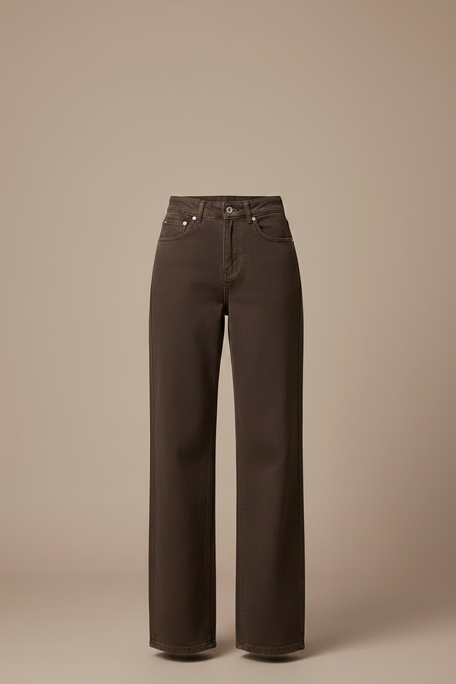 Pantalon Chino Femme Marron Large - Jean - vue 3