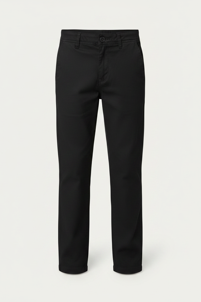 Pantalon Chino Noir Garçon Classique Uni Coton - vue 3