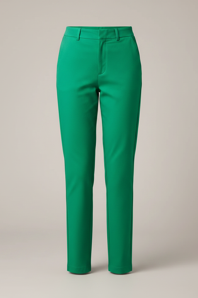 Pantalon Chino Vert Droit Taille Haute Élégant Femme - Gabardine - vue 3