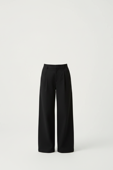 Pantalon Chino Noir Ample Plissé Décontracté Enfant - Polyester - vue 3