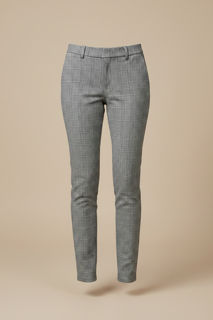 Pantalon Chino Carreaux Gris Slim Élégant Femme - Polyester - vue 3