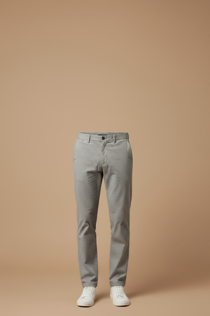 Pantalon Chino Gris Clair Coton Coupe Ajustée Homme - vue 3